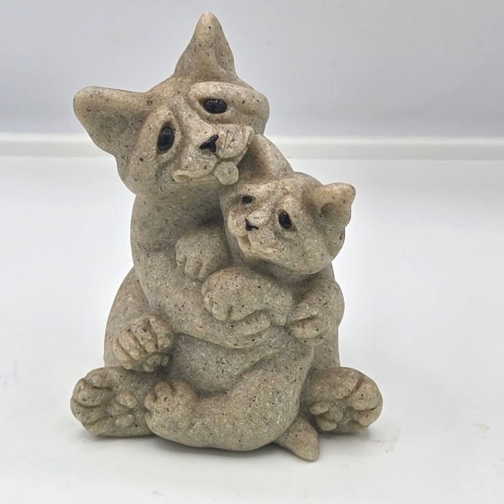Vintage Quarry Critters "Celine & Cleo" Cat & Kitten Figurine 2001